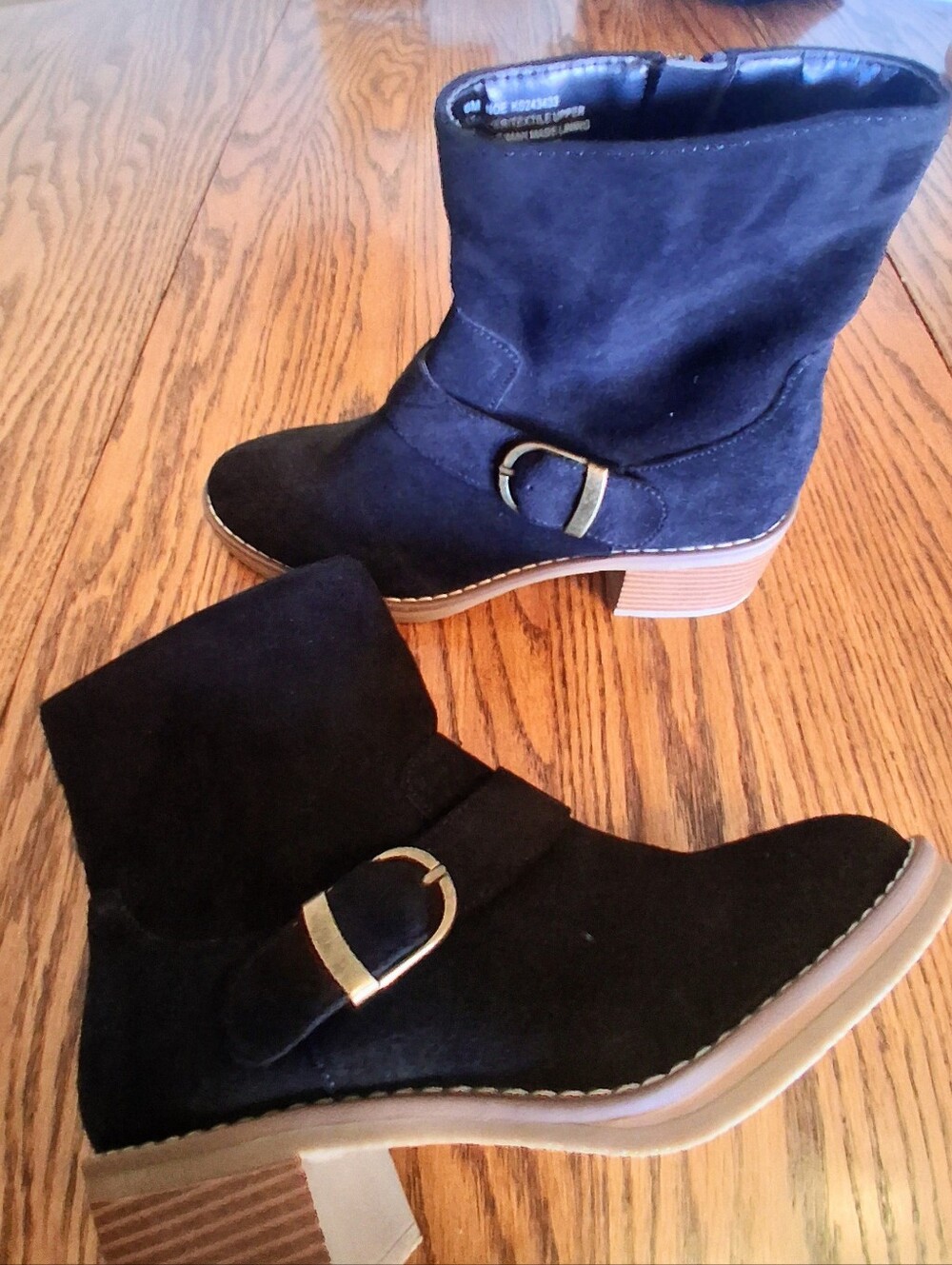 NWOT Ladies Black Leather Upper Suede Ankle Boots By Kensie, Sz 6